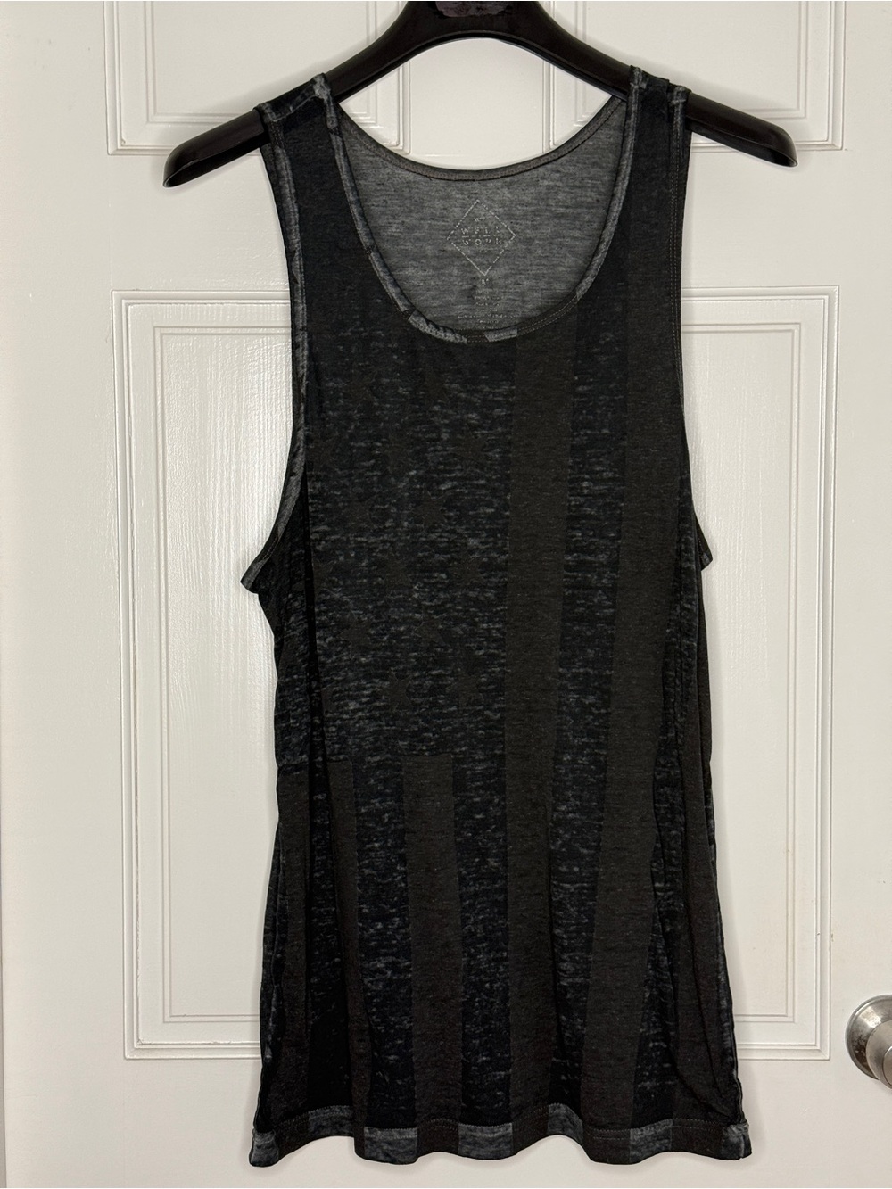 Men’s Black American Flag Sheer Tank Top